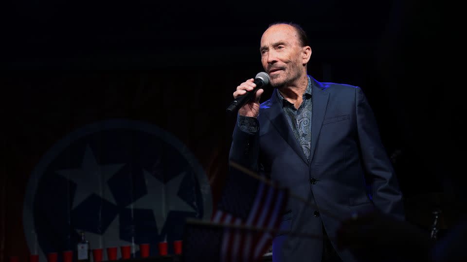 Singer Lee Greenwood performs during an election night party in 2018 for US Senate candidate Marsha Blackburn in Franklin, Tennessee. - Alex Wong/Getty Images/File