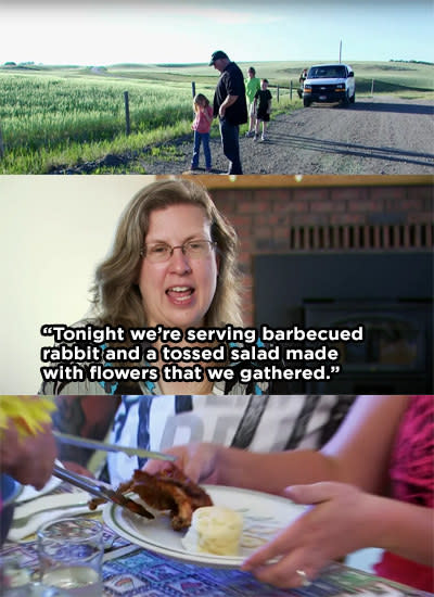 A family taking roadkill and preparing it for dinner