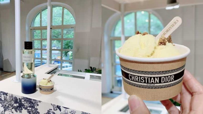 以「陽光假期香氛」為靈感特製的夏日冰淇淋，只要完成沉浸式香氛體驗後就能免費享用。（圖／吳雅鈴攝）
