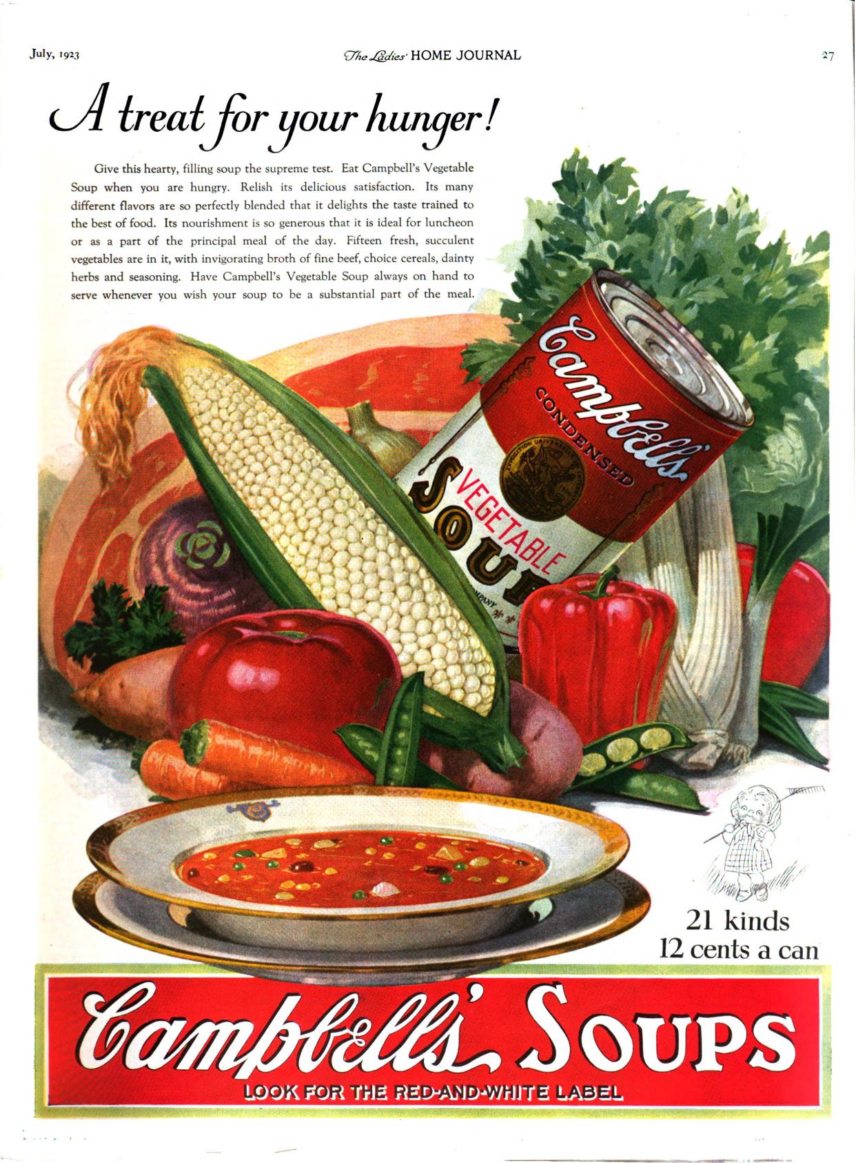 Campbell's soup ad, published in The Ladies Home Journal, 1923