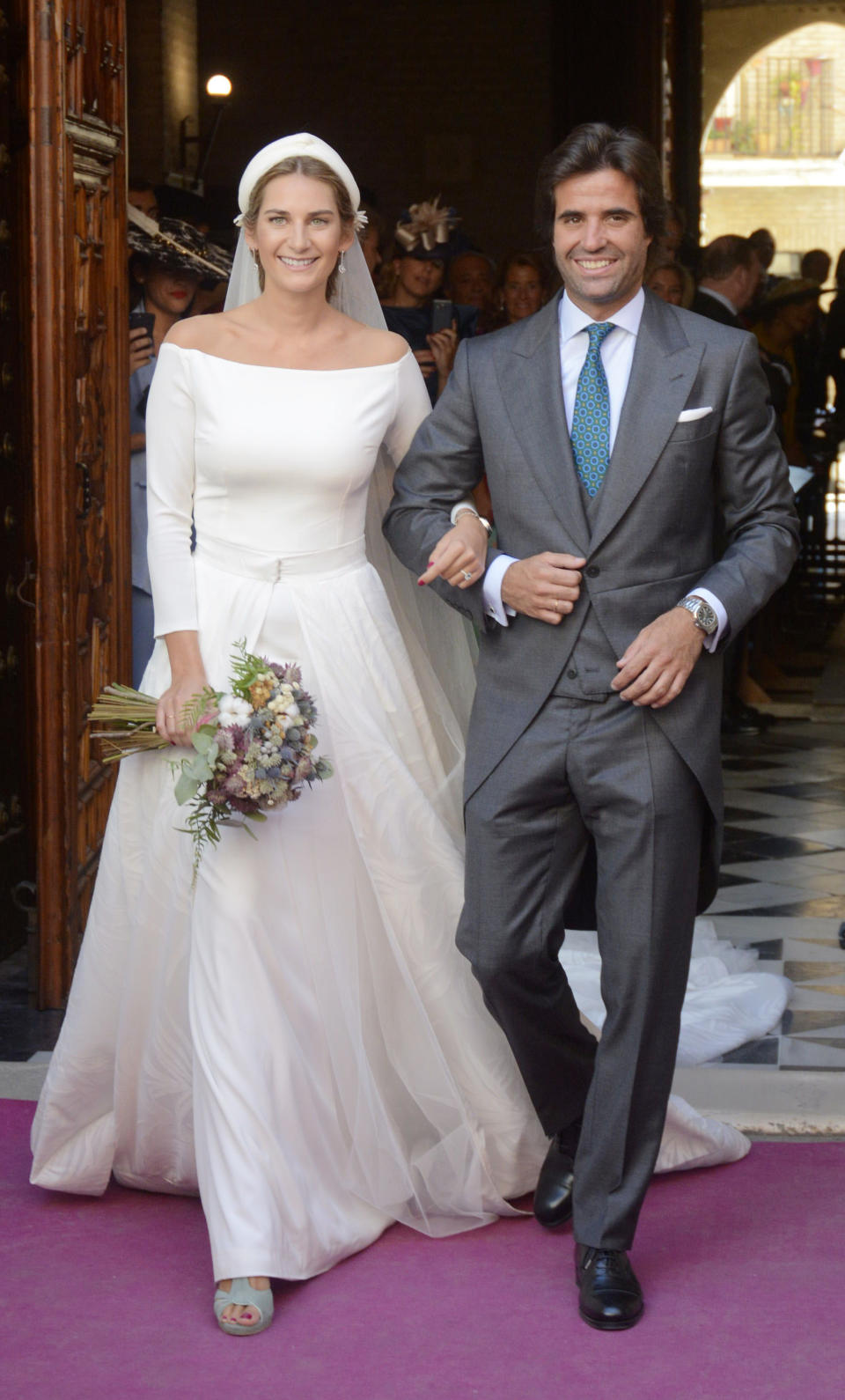 SEVILLE, SPAIN - OCTOBER 07:  Sibi Montes and Alvaro Sanchis attend their wedding at Parroquia Santa Ana on October 7, 2017 in Seville, Spain.  (Photo by Europa Press/Europa Press via Getty Images)