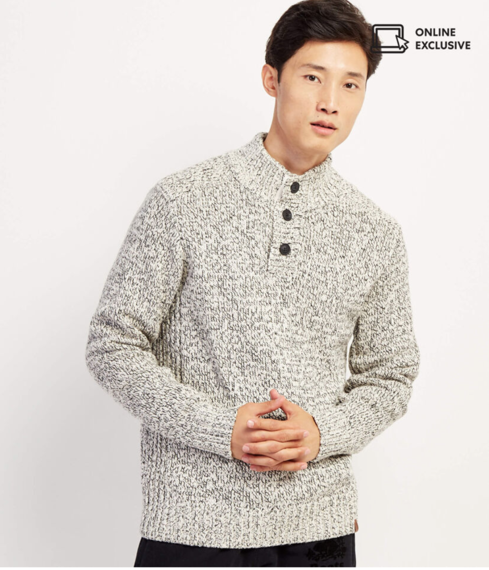 Snowy Fox Mock Neck Sweater. Image via Roots.