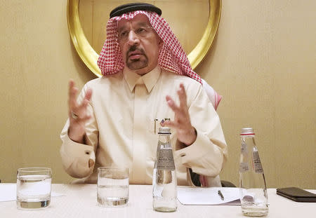 Saudi Arabian Energy Minister Khalid al-Falih speaks during an interview in Washington, DC, U.S. March 22, 2018. REUTERS/Valerie Volcovici