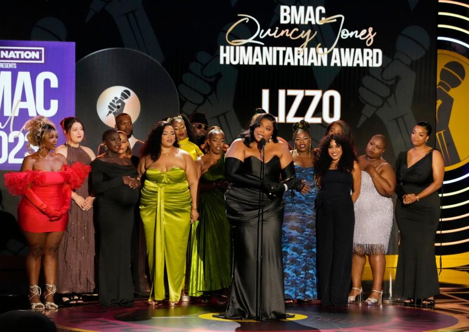 Lizzo, pictured with her dancers last week (Chris Pizzello/Invision/AP)