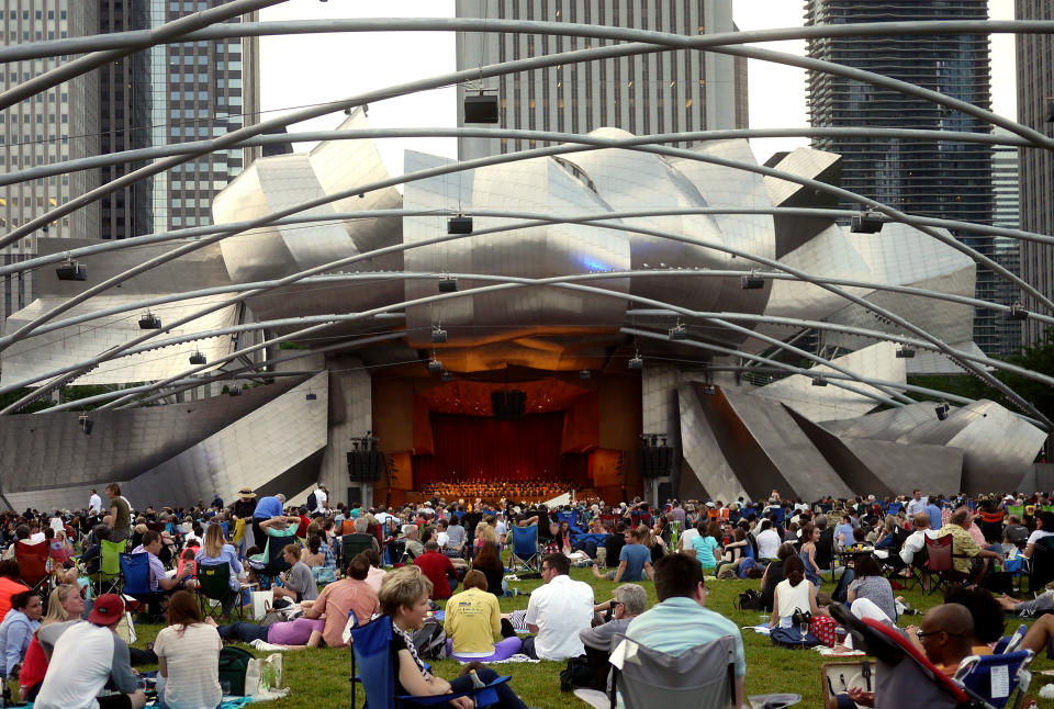 The stage at Jay Pritzker Pavilion at Millennium Park in Chicago