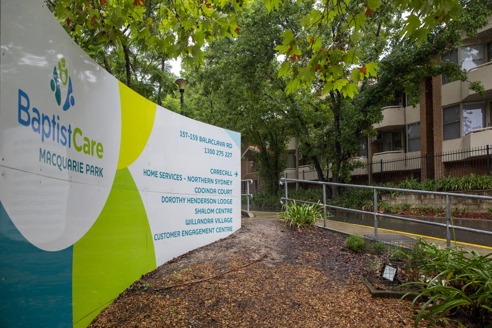 SYDNEY, AUSTRALIA - MARCH 05: A general view of Dorothy Henderson Lodge in the Sydney suburb of Macquarie Park on March 05, 2020 in Sydney, Australia. NSW Health authorities have confirmed an aged care worker at the nursing home has been diagnosed with coronavirus. The woman had contact with 13 residents at the lodge, two who then subsequently reported respiratory symptoms. One of them, a 95-year-old woman, has since died. It is not known if that death was related to coronavirus. The care worked is the third person to be infected via human-to-human transmission in Australia, with all three cases in NSW. (Photo by Jenny Evans/Getty Images)