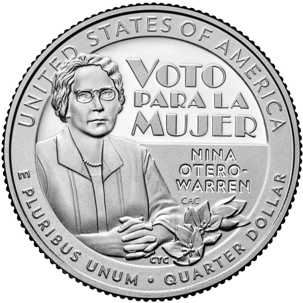 A new U.S. quarter shows Nina Otero-Warren, a leader in New Mexico’s suffrage movement and the first female superintendent of Santa Fe public schools. <a href="https://www.usmint.gov/wordpress/wp-content/uploads/2021/12/2022-american-women-quarters-coin-nina-otero-warren-proof-reverse.jpg" rel="nofollow noopener" target="_blank" data-ylk="slk:U.S. Mint;elm:context_link;itc:0;sec:content-canvas" class="link ">U.S. Mint</a>