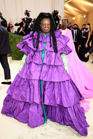 Whoopi Goldberg attends The 2021 Met Gala Celebrating In America: A Lexicon Of Fashion at Metropolitan Museum of Art on September 13, 2021 in New York City. (Photo by Dimitrios Kambouris/Getty Images for The Met Museum/Vogue )