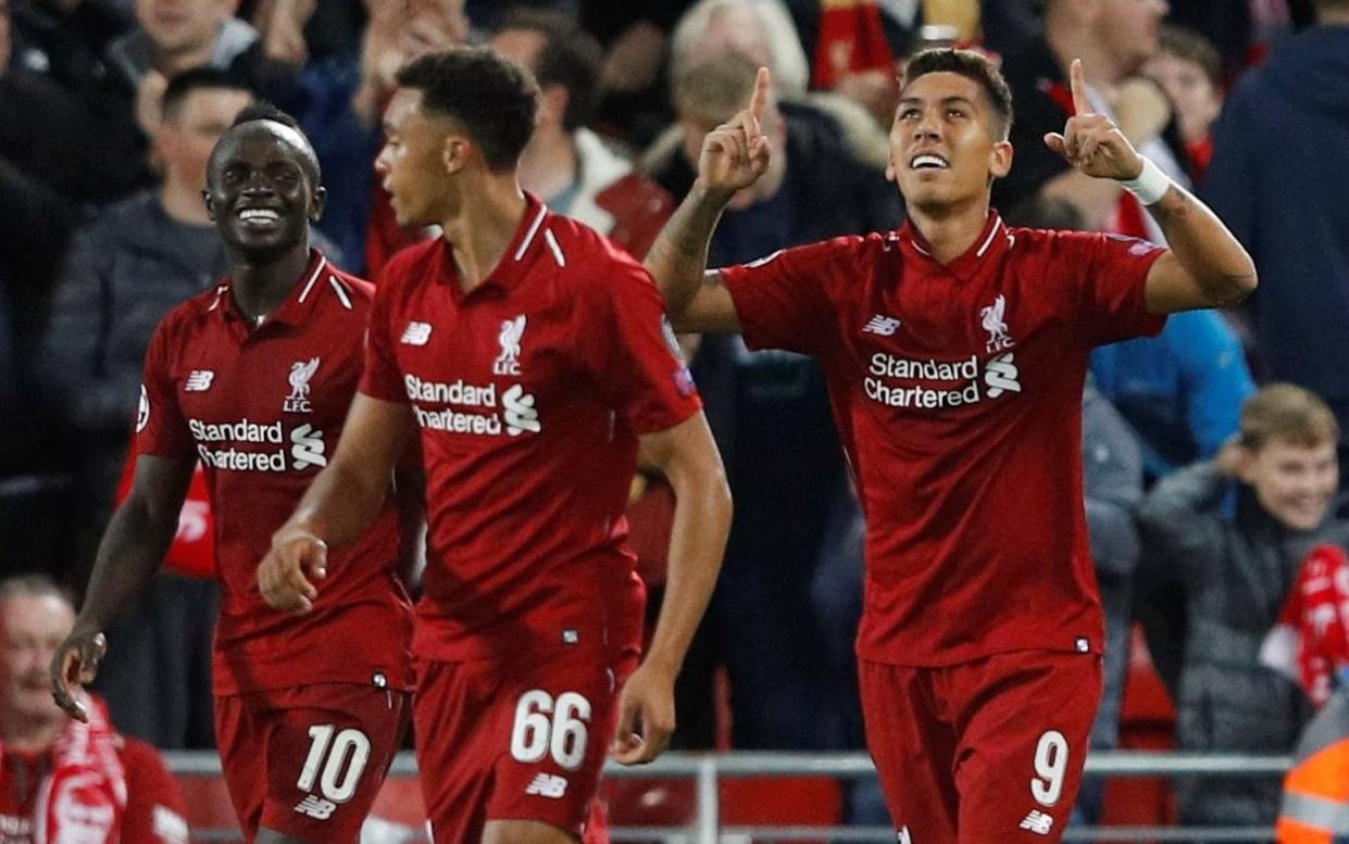 Super-sub Roberto Firmino (right) hit an injury-time winner as Liverpool beat PSG - REUTERS