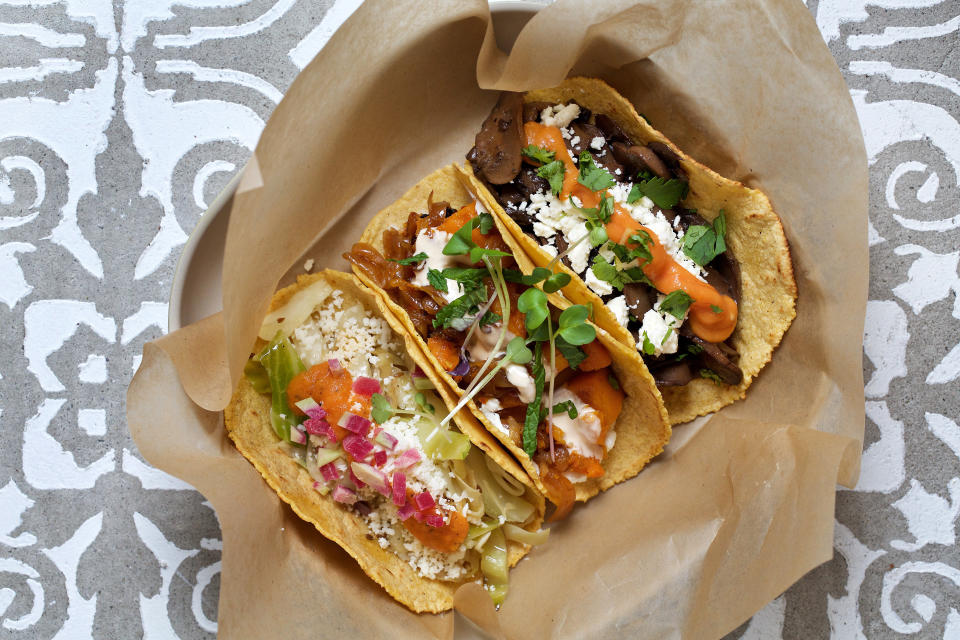 A selection of soft-shell tacos from Chaia Tacos in Washington, D.C. (Photo: The Washington Post via Getty Images)