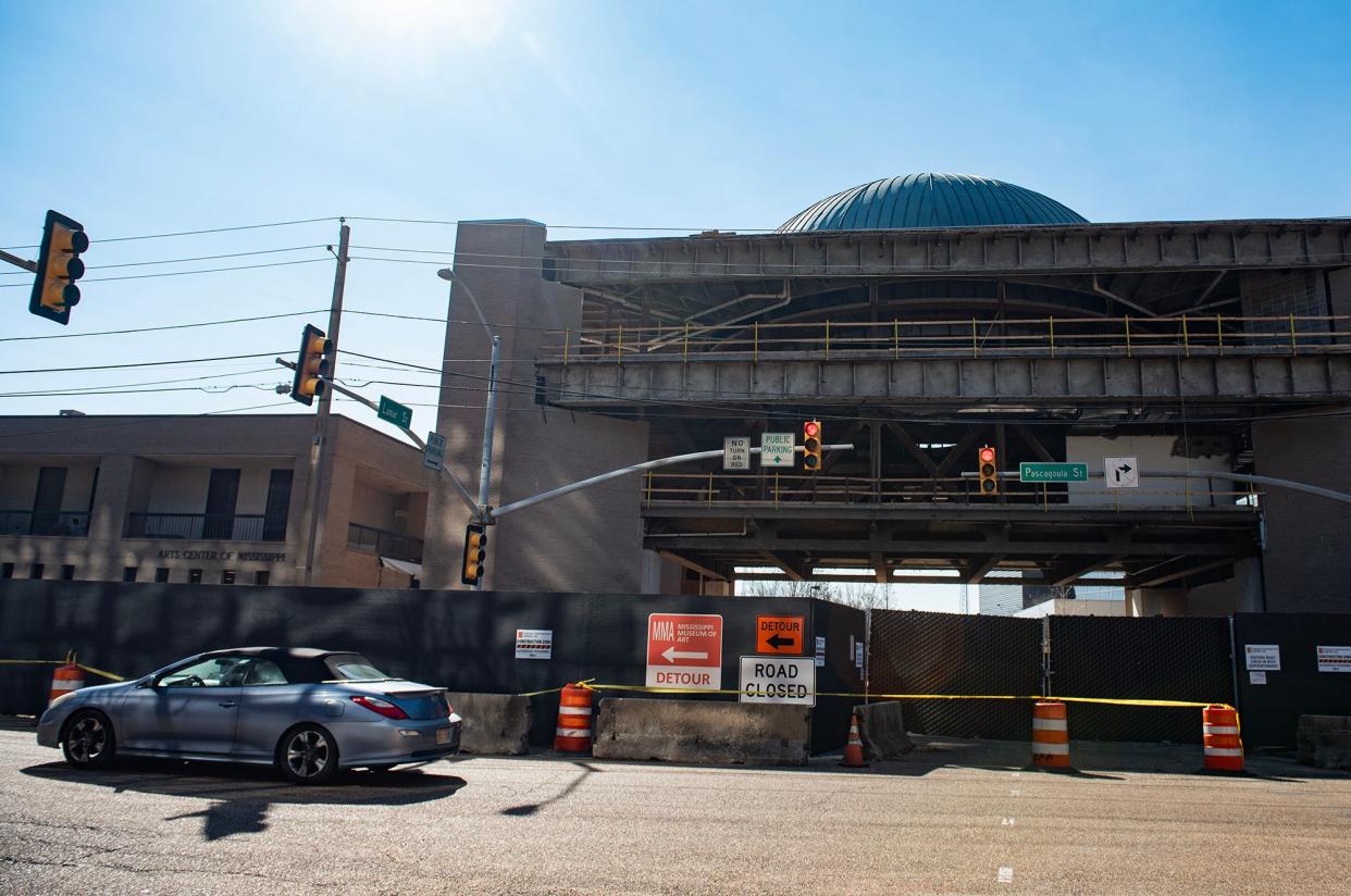 The Russell C. Davis Planetarium in Jackson is under construction, seen on Friday, Feb. 2, 2024. The planetarium is expected to reopen in July 2025.
