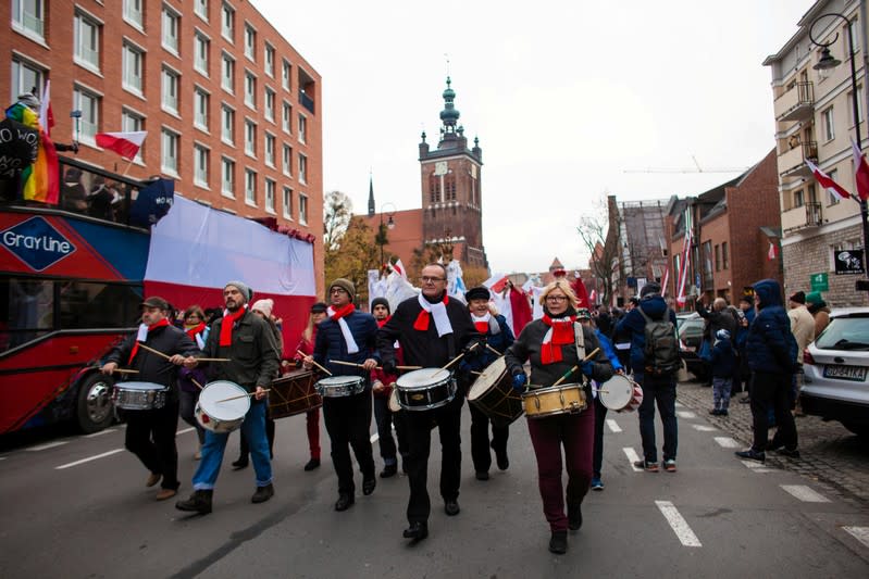 People mark the National Independence Day in Gdansk