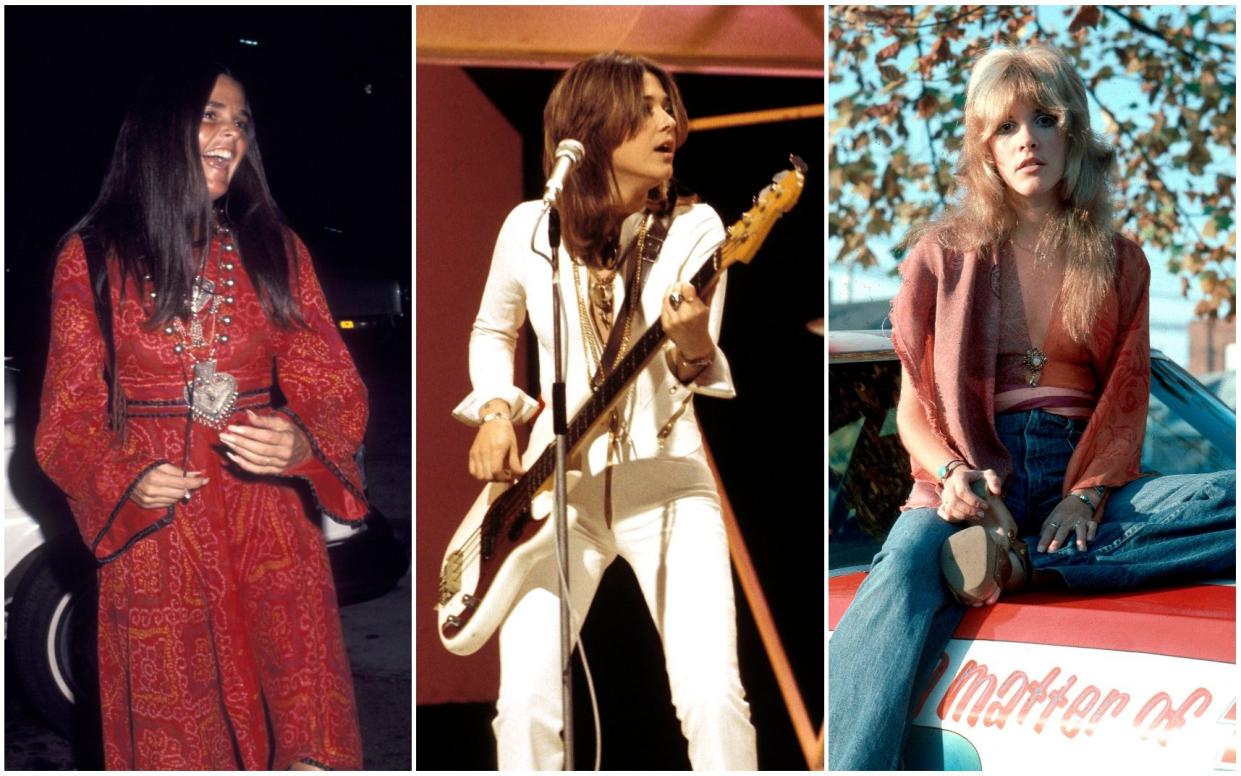 Daisy Jones & The Six, based on Taylor Jenkins Reid’s bestselling novel, might be about the music scene in 1970s Los Angeles – but it's also about the fashion (from left: Ali MacGraw, Suzi Quatro, Stevie Nicks) - Getty