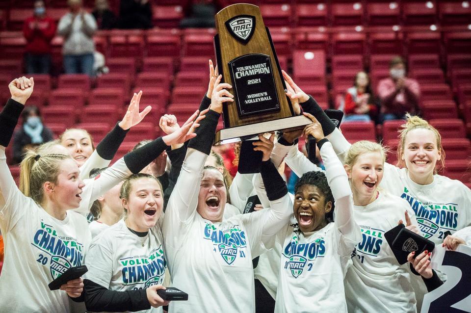 Ball State defeated Bowling Green in the Mid-American Conference Women's Volleyball Championship at Worthen Arena Wednesday, Nov. 24, 2021.