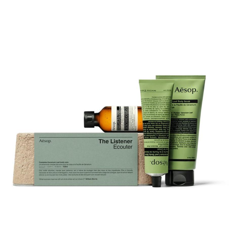 <p><a href="https://go.redirectingat.com?id=74968X1596630&url=https%3A%2F%2Fwww.aesop.com%2Fus%2Fp%2Fkits-travel%2Fgift-kits%2Fthe-listener%2F&sref=https%3A%2F%2Fwww.bestproducts.com%2Fbeauty%2Fg267%2Fbody-and-bath-gift-sets-for-women%2F" rel="nofollow noopener" target="_blank" data-ylk="slk:Shop Now;elm:context_link;itc:0;sec:content-canvas" class="link ">Shop Now</a></p><p>The Listener Gift Kit</p><p>aesop.com</p><p>$50.00</p>