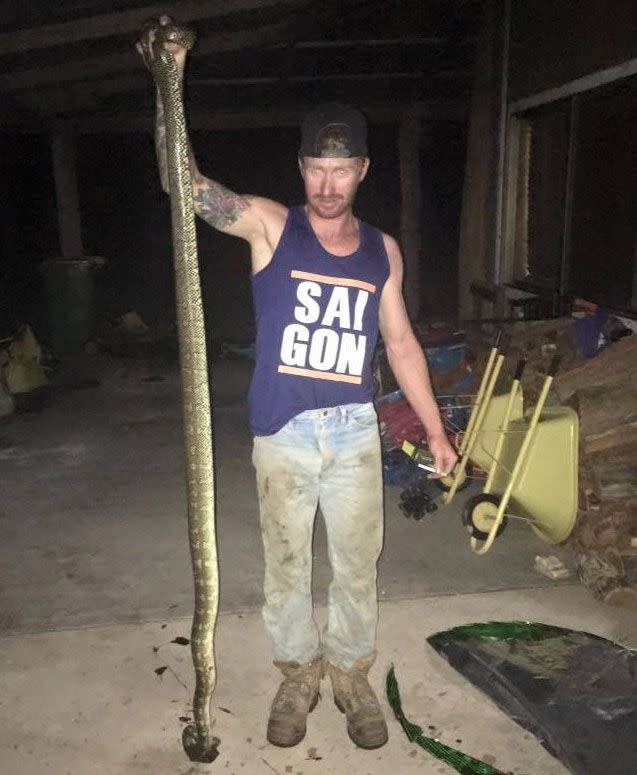 The three-metre python was removed from little Tyler’s room safely. Brady. Photo: Craig Baker