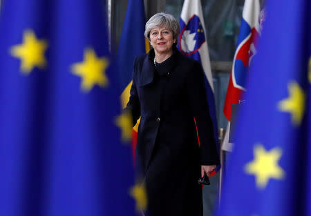 Britain's Prime Minister Theresa May arrives to attend the European Union summit in Brussels, Belgium, December 14, 2017. REUTERS/Yves Herman