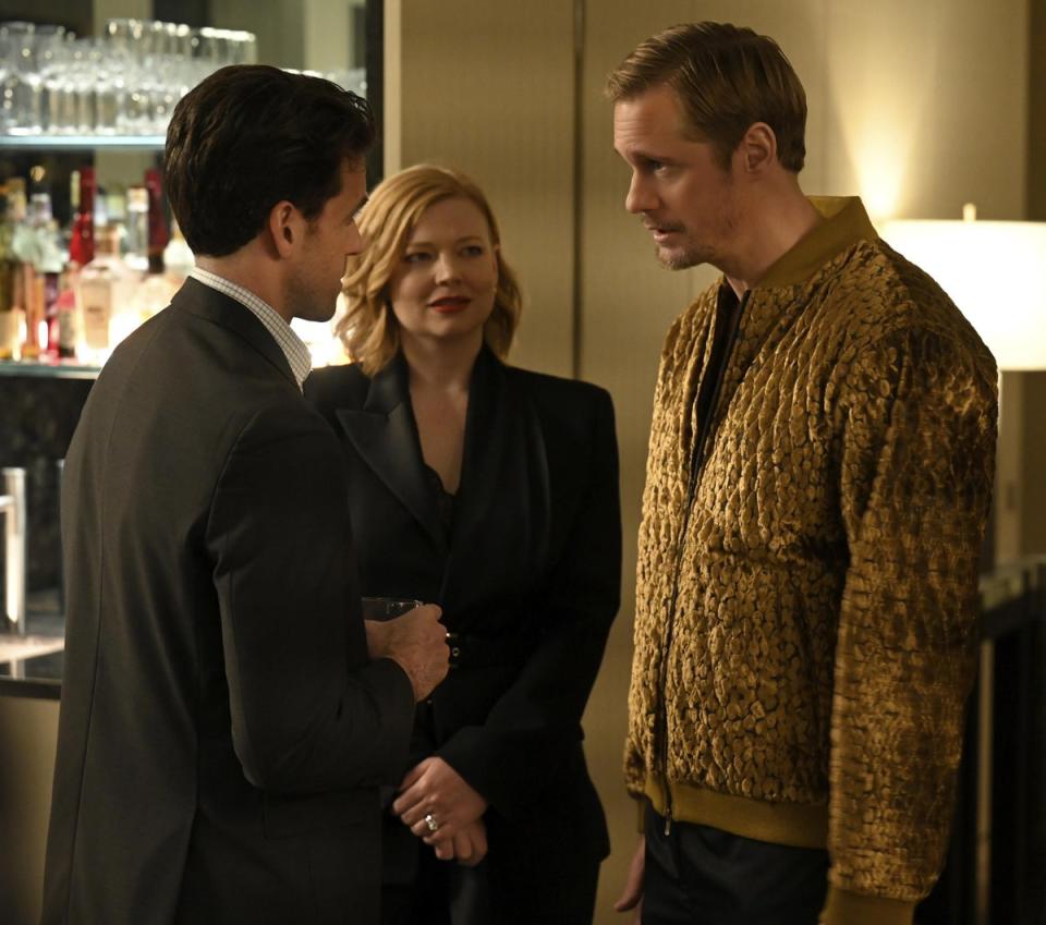 Sarah Snook as Shiv Roy and Alexander Skarsgård as Lukas Matsson