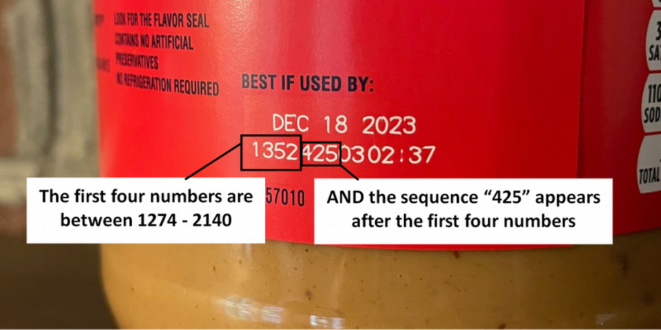 What to look for on your jars of Jif peanut butter to see if your product is among those recalled in May 2022 for possible salmonella contamination.