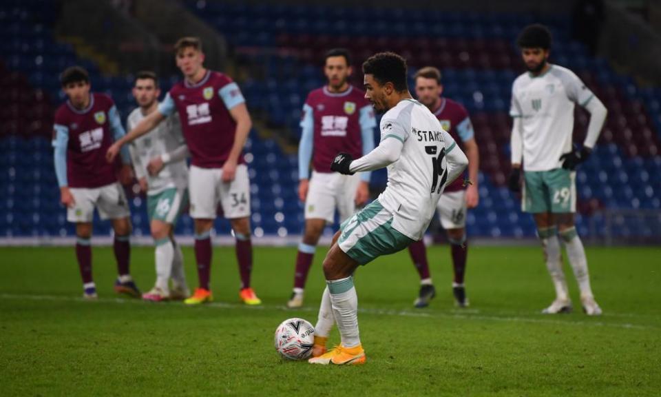 Junior Stanislas of AFC Bournemouth scores a penalty