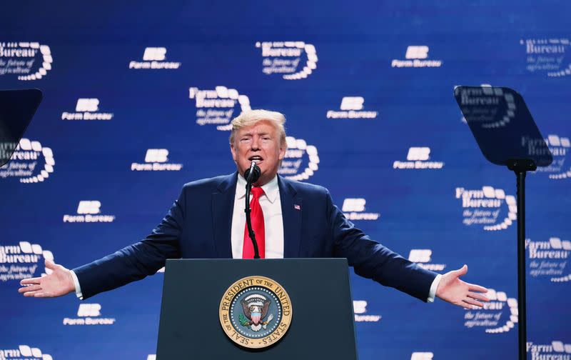 U.S. President Trump speaks at the American Farm Bureau Federation Annual Convention and Trade Show in Austin