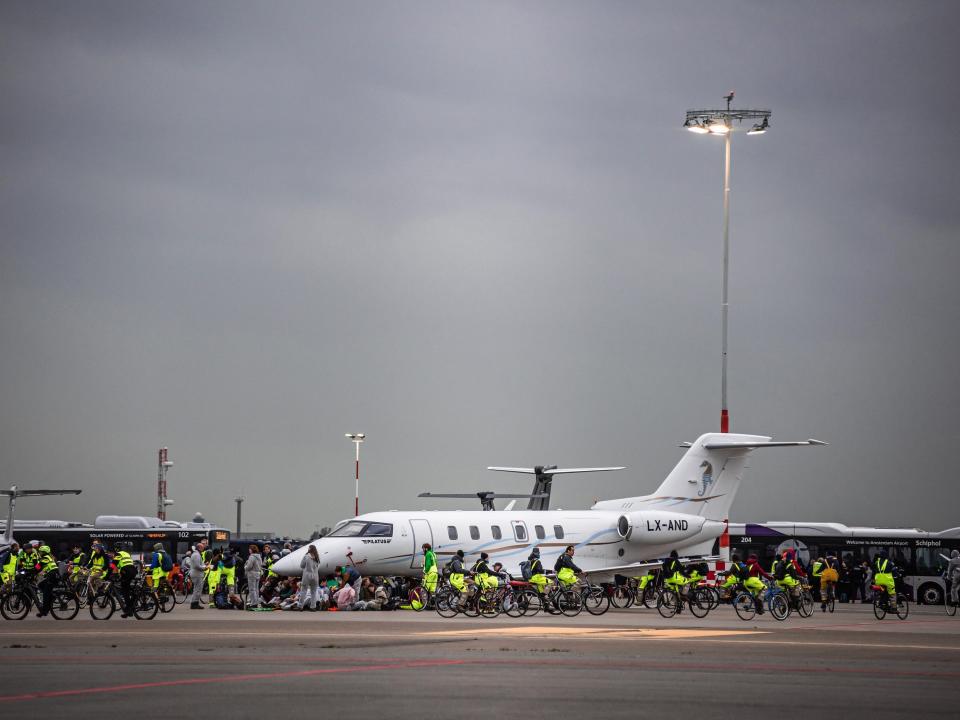 More than 200 Extinction Rebellion and Greenpeace activists were arrested in November as they attempted to block private jets from taking off at Amsterdam's Schiphol-East Airport during a climate demonstration.