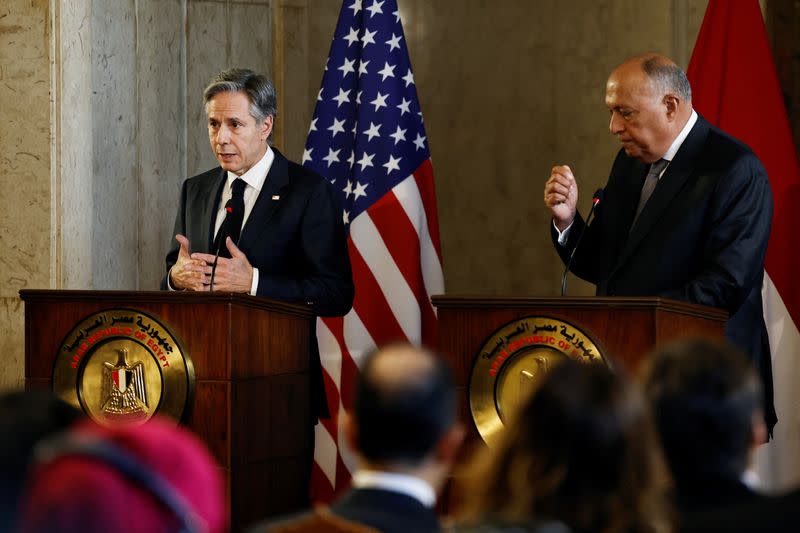 U.S. Secretary of State Antony Blinken and Egyptian Foreign Minister Sameh Shoukry hold a press conference in Cairo