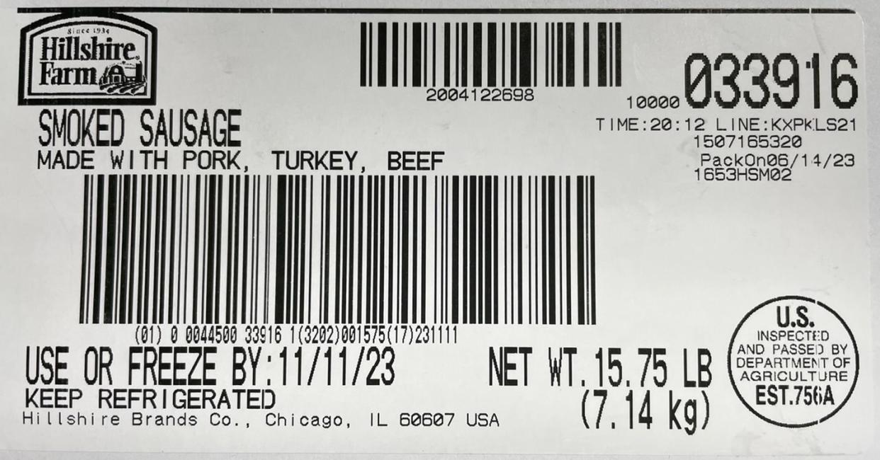 Over 15,000 pounds of sausage recalled for possibly containing bone