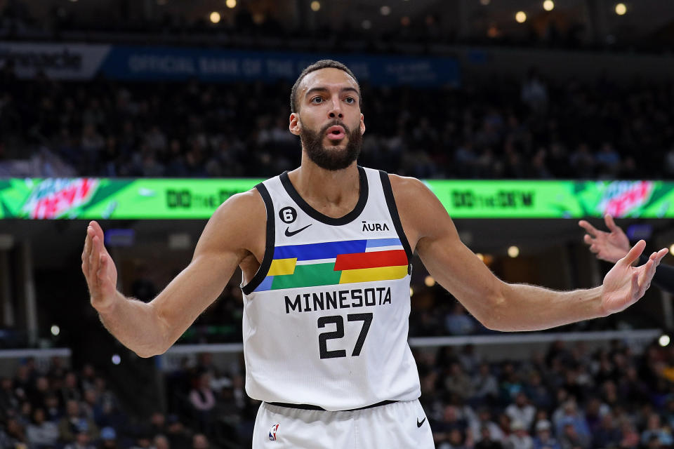 Timberwolves center Rudy Gobert was not happy with the officiating Wednesday night. (Photo by Justin Ford/Getty Images)