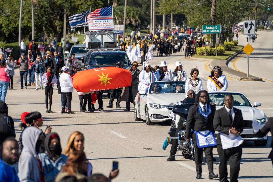 The Martin Luther King Jr. Day Parade along Blue Heron Blvd. Riviera Beach, Florida on January 14, 2023. 