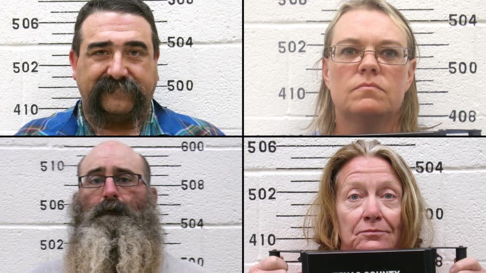 (Clockwise from top left) Cole Earl Twombly, Cora Twombly, Tifany Machel Adams and Tad Bert Cullum have been charged with murder, kidnapping and conspiracy. - Oklahoma State Bureau of Investigation