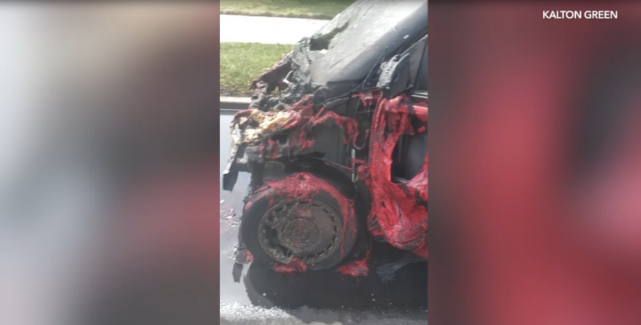 Cars charred after fire erupts in SoCal trash truck