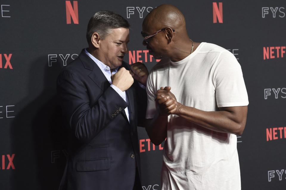 Ted Sarandos and Dave Chappelle attend the 2018 Netflix FYSee Kick-Off Event - Credit: Richard Shotwell/Invision/AP