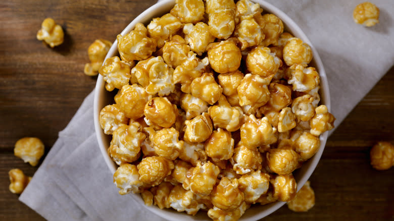 bowl of caramel popcorn