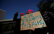 <p>Demonstrators protest against U.S. President Donald Trump next to the U.S. embassy during the Women’s March in Lisbon, Portugal January 21, 2017. (Rafael Marchante/Reuters) </p>