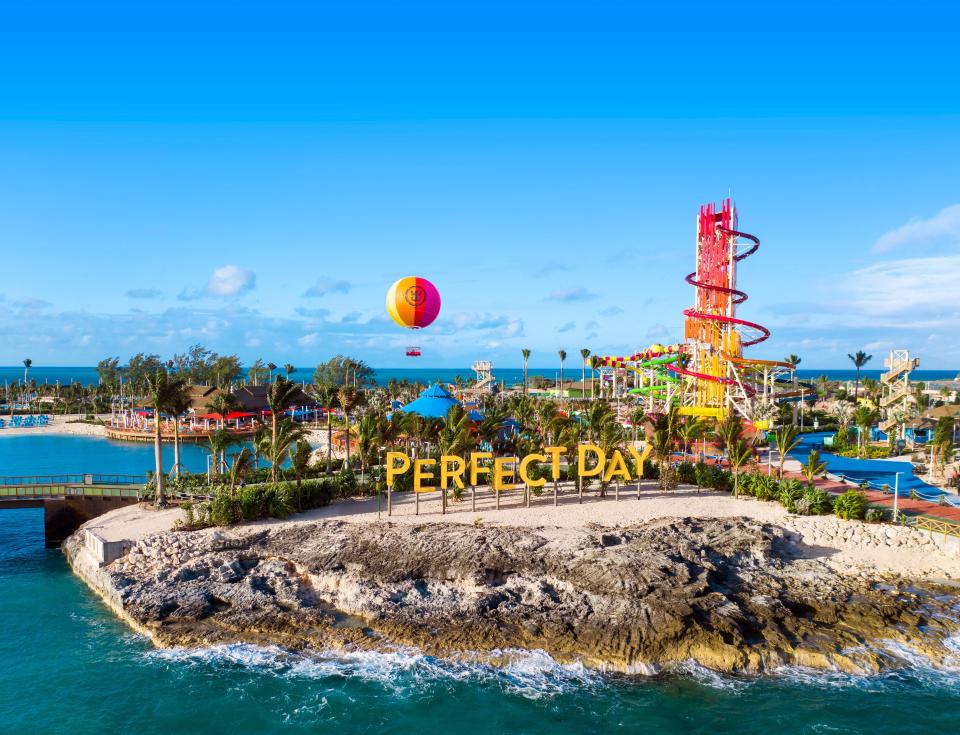 Royal Caribbean's private island, Perfect Day at CocoCay, offers white sand beaches and thrill rides.