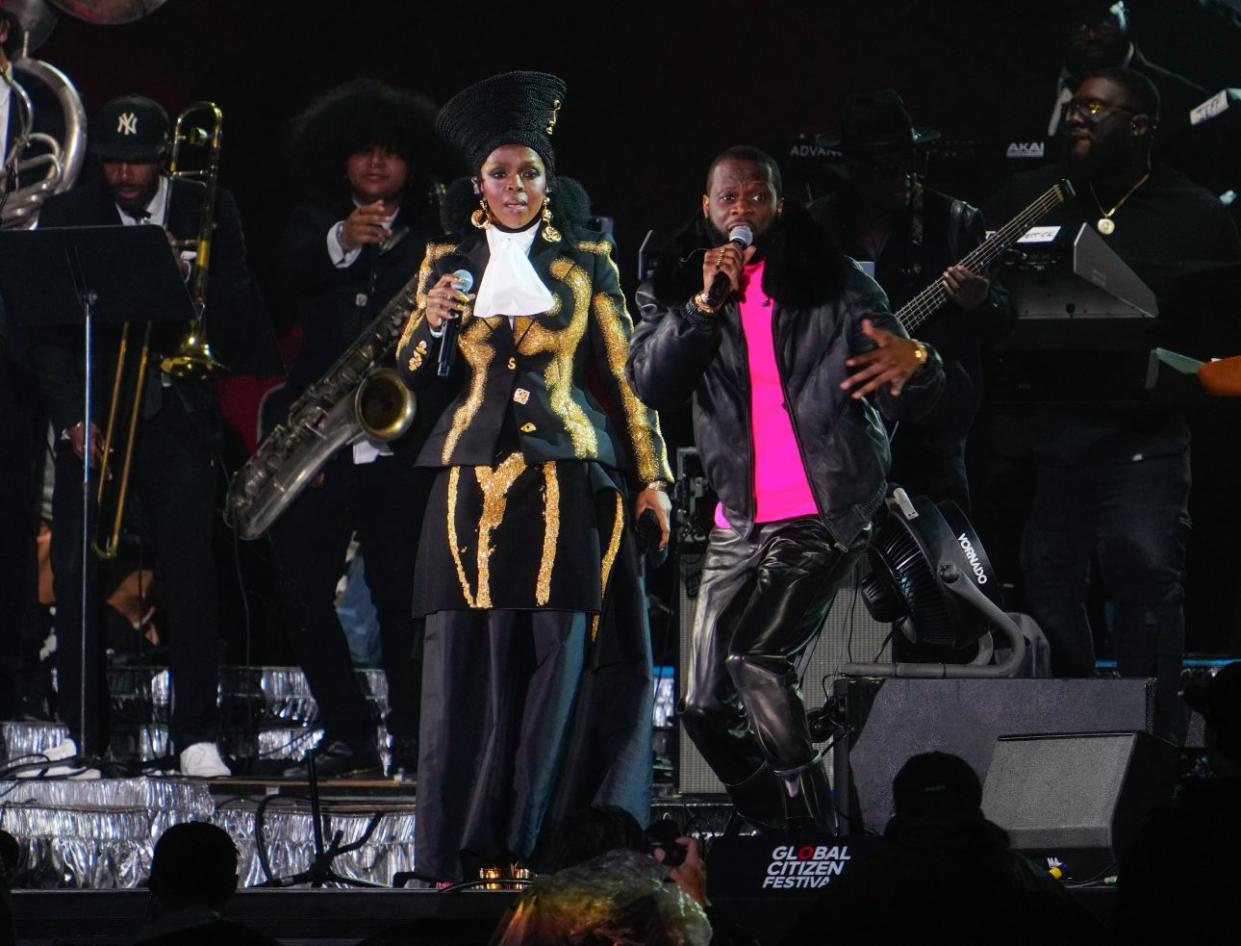 Lauryn Hill and Pras Michél of the Fugees perform during the 2023 Global Citizen Festival on September 22, 2023 in New York City. (Credit: Gotham/WireImage)