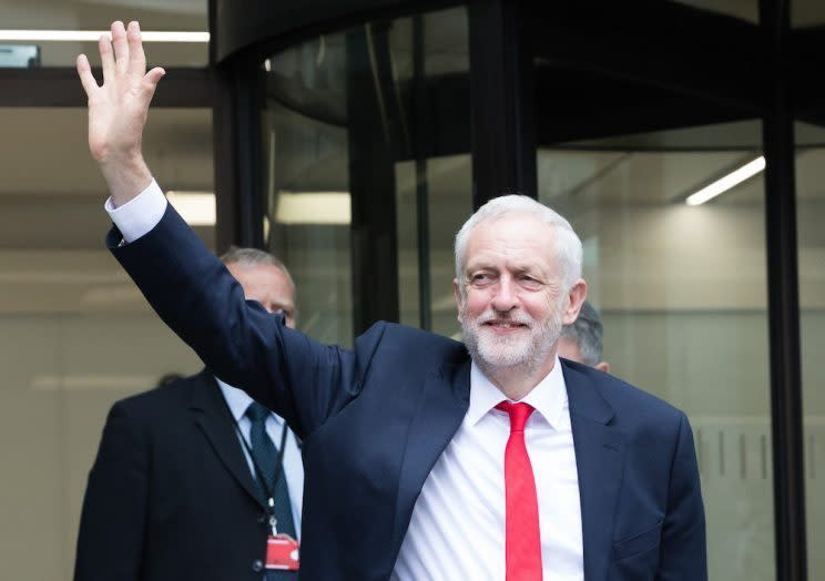 Jeremy Corbyn at Labour HQ on Friday (Vickie Flores/LNP/REX/Shutterstock)