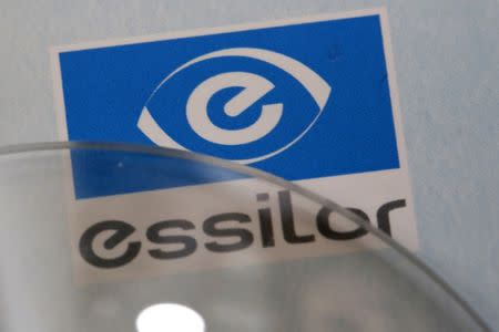 Lens producers Essilor' s logo is seen in an optician shop in Paris, France, March 15, 2016. REUTERS/Philippe Wojazer