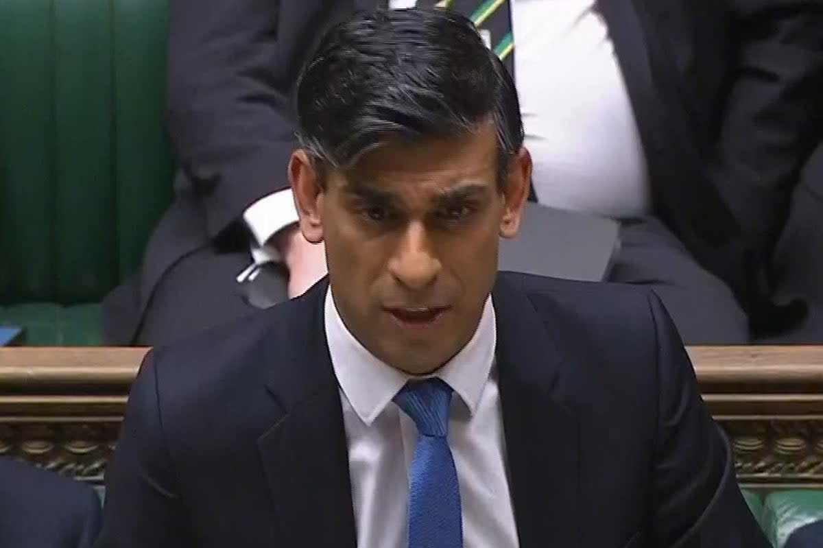 Rishi Sunak making a statement to MPs in the House of Commons (PA)