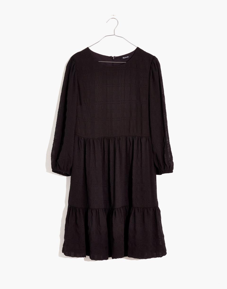 14) Puff-Sleeve Ruffle-Hem Mini Dress