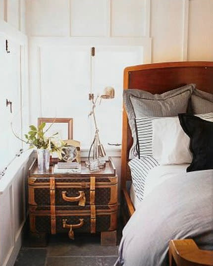 Use a tray to top stacked suitcases and display bedside objects. If you need extra height, a fewâ€¦