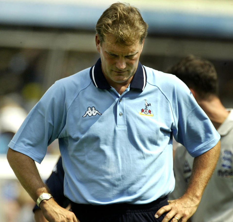 Glenn Hoddle shows his dejection 