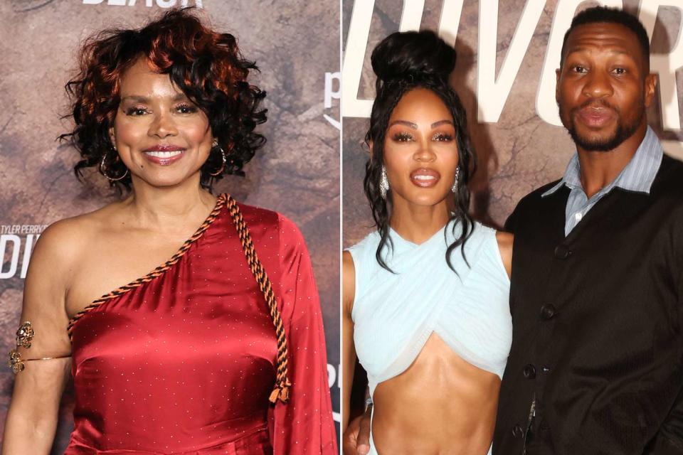 <p>Theo Wargo/WireImage, Johnny Nunez/FilmMagic</p> From Left: Debbi Morgan; Meagan Good and Jonathan Majors at the premiere of <em>Tyler Perry