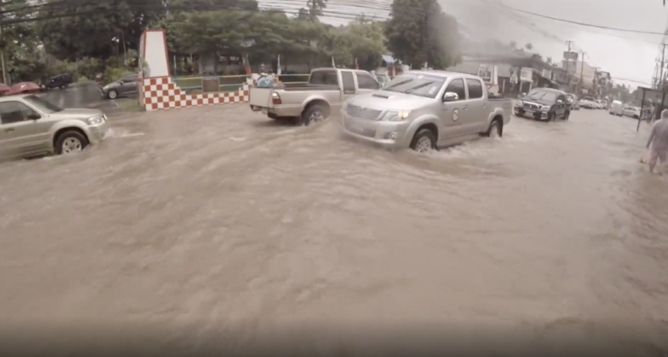Flooding inundated streets of Koh Samui, Thailand in December 2016.