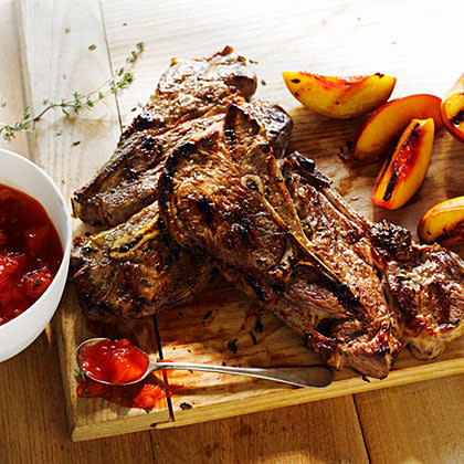 Grilled Lamb Chops with Nectarine Thyme Jam