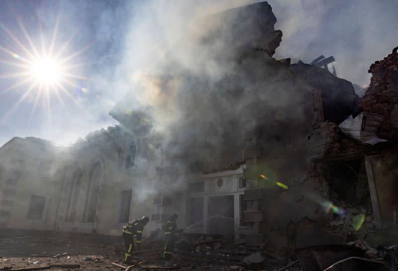 Aftermath of a Russian missile strike in Kostyantynivka