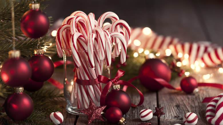 candy canes and festive decor