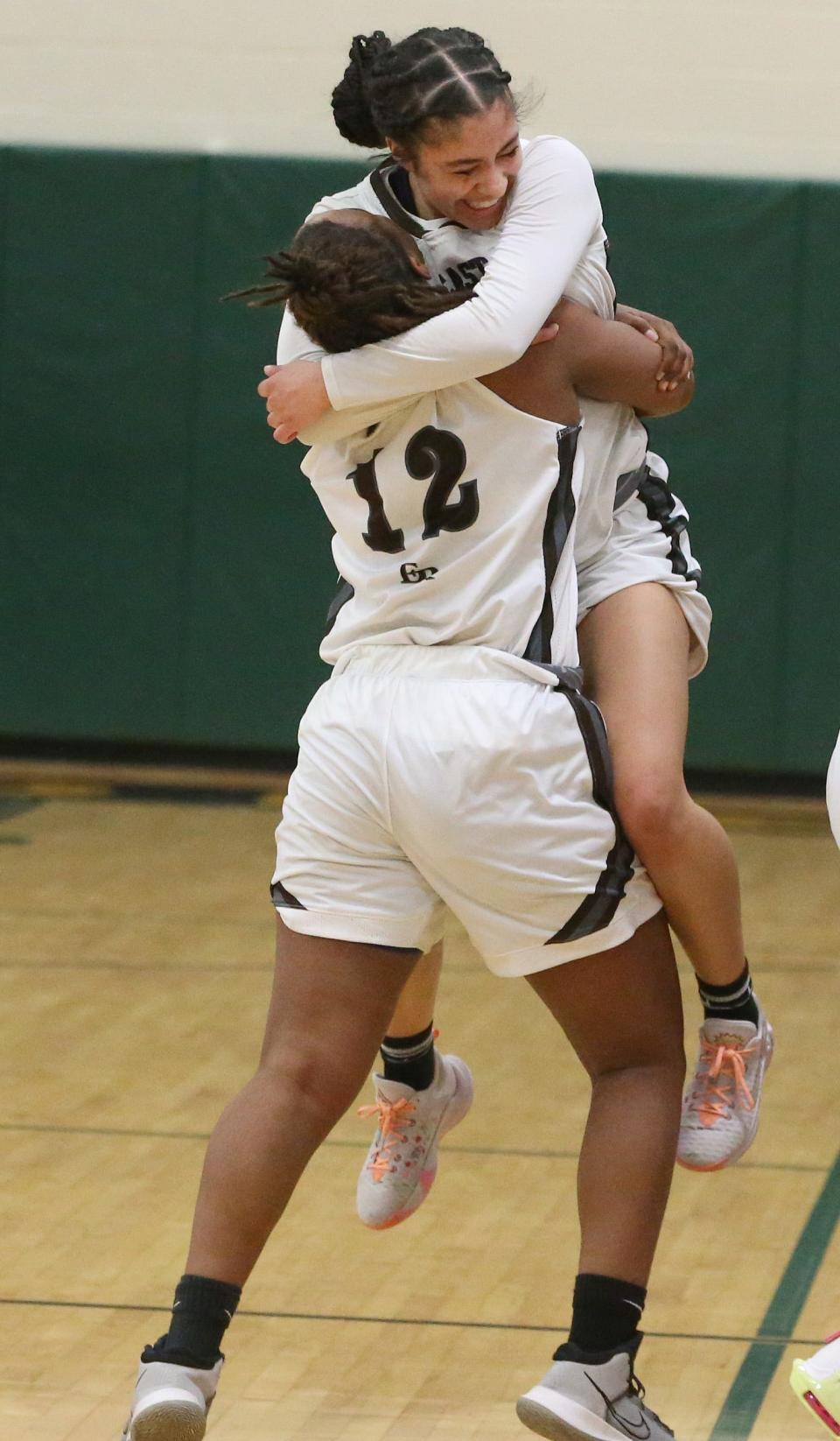 Lebria Hickeman (12) and Zarriah Eldridge hope to be part of East Rochester's first state championship team.