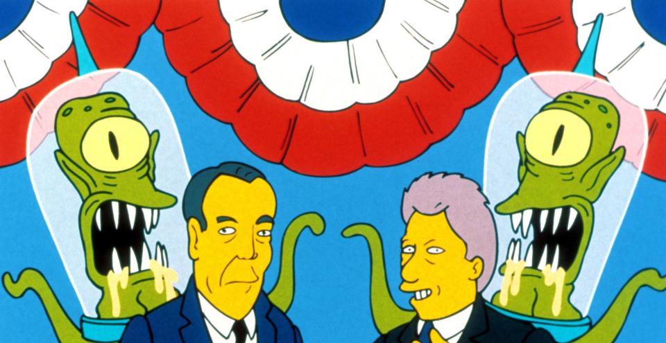 Kang and Kodos appeared alongside Bob Dole and Bill Clinton on an election parody from the 1996 'Treehouse of Horror' (Photo: 20th Century Fox Film Corp./Courtesy Everett Collection)